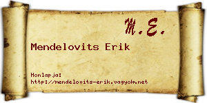 Mendelovits Erik névjegykártya